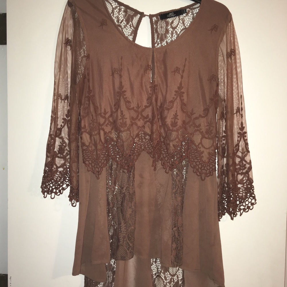Lace brown long sleeved shirt.
